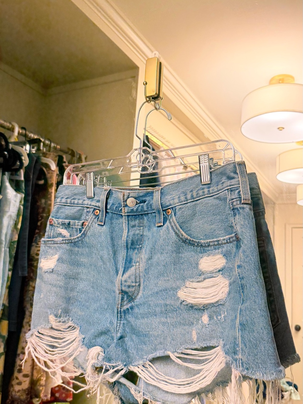 Levi's Light Blue Distressed Denim Jean Shorts & Zara Jean shorts size 27